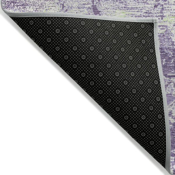 HomeRoots 8' Modern Purple and Ivory Round Area Rug - Washable, Durable, and Perfect for Indoor/Outdoor Use 620727