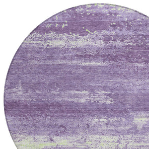 HomeRoots 8' Modern Purple and Ivory Round Area Rug - Washable, Durable, and Perfect for Indoor/Outdoor Use 620727