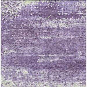HomeRoots 9' Contemporary Purple and Ivory Abstract Washable Area Rug for Indoor & Outdoor Use, Durable Design 620729