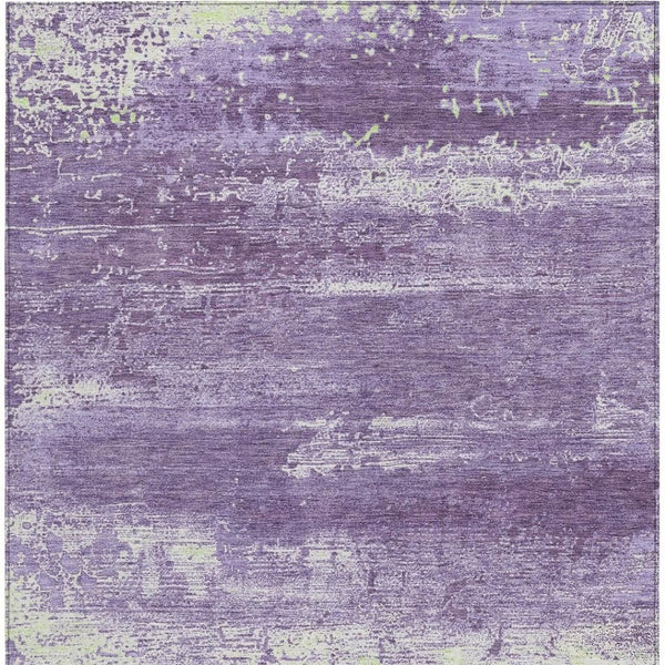 HomeRoots 9' Contemporary Purple and Ivory Abstract Washable Area Rug for Indoor & Outdoor Use, Durable Design 620729