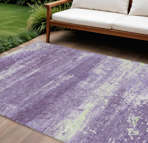 HomeRoots 10' Purple and Ivory Abstract Washable Area Rug - Durable Indoor/Outdoor Design for High-Traffic Spaces 620730