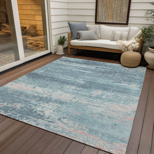HomeRoots 5' Teal Blue & Ivory Abstract Area Rug - Washable, Durable, Stylish for Indoors & Outdoors, 5x8 ft 620732