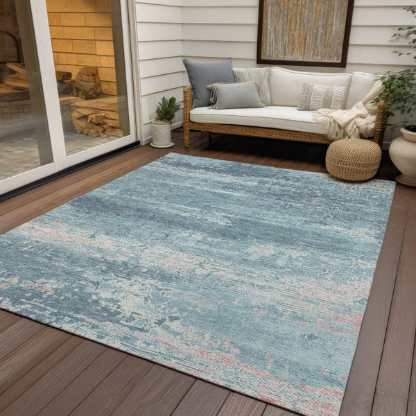 HomeRoots 5' Teal Blue & Ivory Abstract Area Rug - Washable, Durable, Stylish for Indoors & Outdoors, 5x8 ft 620732