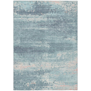 HomeRoots 5' Teal Blue & Ivory Abstract Area Rug - Washable, Durable, Stylish for Indoors & Outdoors, 5x8 ft 620732