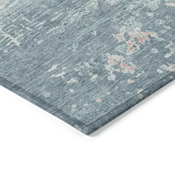 HomeRoots 5' Teal Blue & Ivory Abstract Area Rug - Washable, Durable, Stylish for Indoors & Outdoors, 5x8 ft 620732