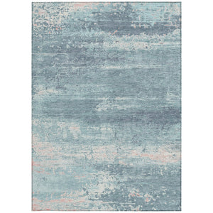HomeRoots 9' X 12' Teal Blue and Ivory Abstract Area Rug - Durable, Washable, Stylish for Indoor & Outdoor Spaces 620735