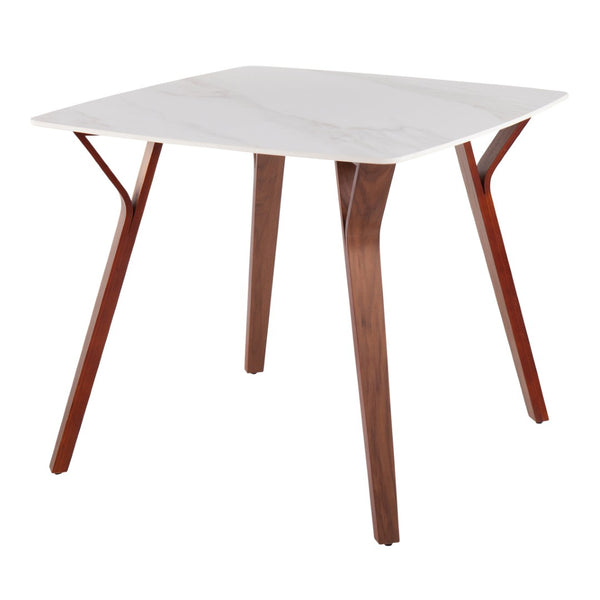 English Elm Dinette Square Marble Top Table with Walnut Bentwood Legs Seats Four Apartments B202P471543