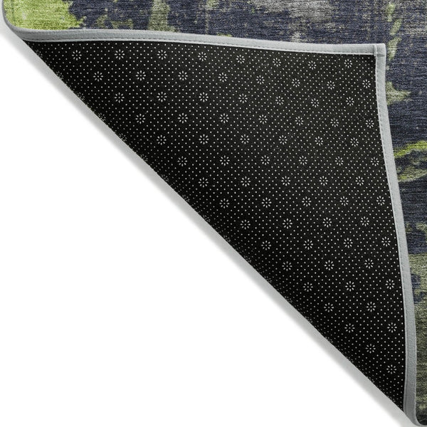 HomeRoots 8' Round Abstract Area Rug in Lime Green, Gray & Silver – Durable, Washable, Indoor & Outdoor Style 620775