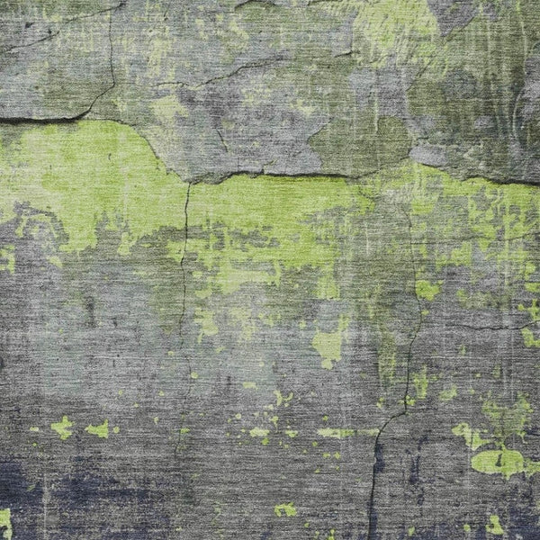 HomeRoots 8' Modern Abstract Area Rug in Lime Green, Gray & Silver - Washable, Durable, Indoor/Outdoor Use 620776
