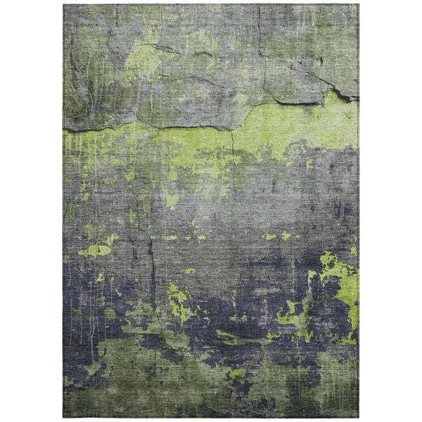 HomeRoots 9' Contemporary Lime Green, Gray & Silver Abstract Washable Area Rug for Indoor & Outdoor Spaces 620777