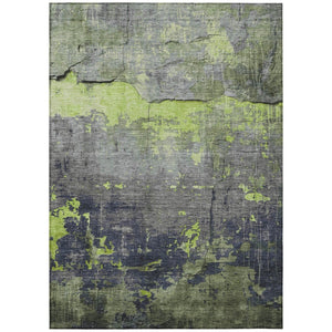 HomeRoots 9' Contemporary Lime Green, Gray & Silver Abstract Washable Area Rug for Indoor & Outdoor Spaces 620777