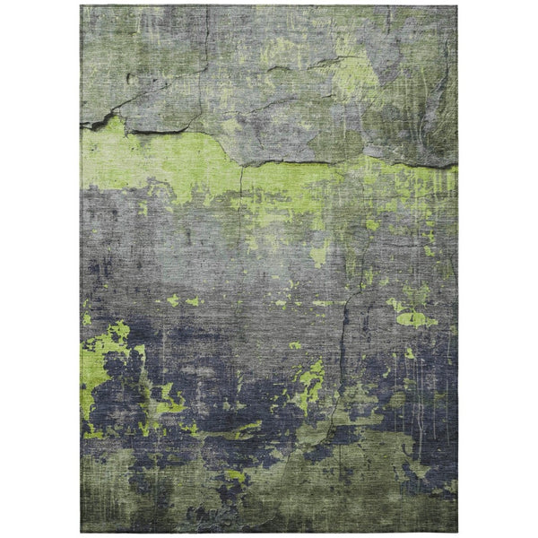 HomeRoots 9' Contemporary Lime Green, Gray & Silver Abstract Washable Area Rug for Indoor & Outdoor Spaces 620777