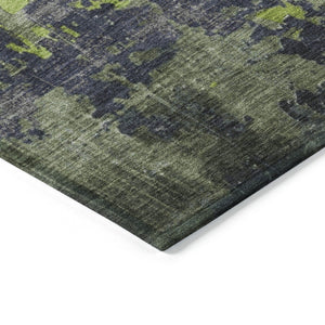 HomeRoots 9' Contemporary Lime Green, Gray & Silver Abstract Washable Area Rug for Indoor & Outdoor Spaces 620777