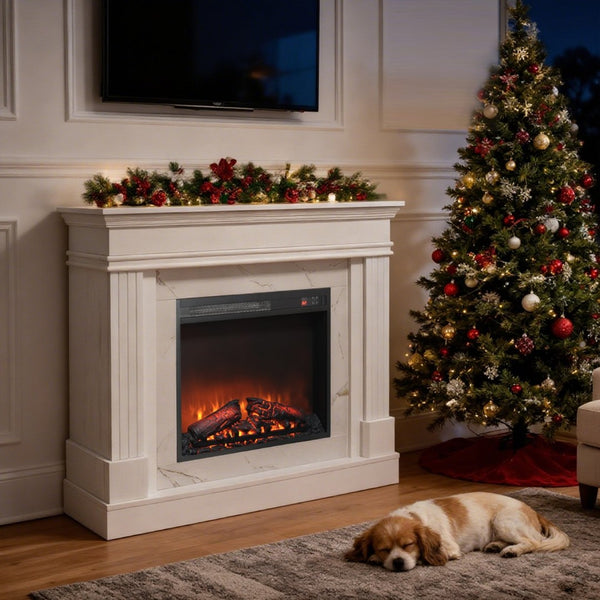 English Elm 44" Electric Fireplace Mantel with 3d Flame Led Insert for Living or Bedroom W1769P356642
