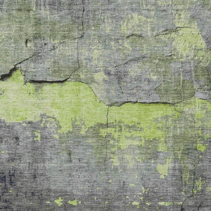 HomeRoots 10' Vibrant Lime Green, Gray & Silver Abstract Washable Area Rug - Perfect for Indoor & Outdoor Use 620778