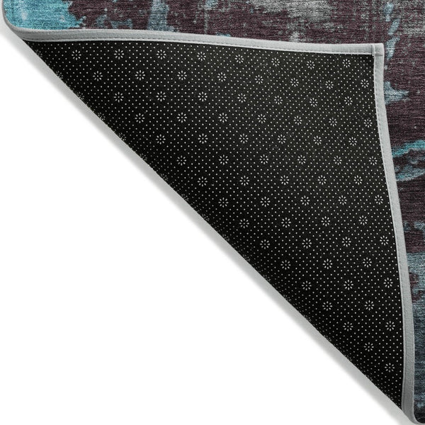 HomeRoots 8' Teal Blue Gray Taupe Round Abstract Rug - Durable, Washable, Stylish for Indoor & Outdoor Spaces 620787