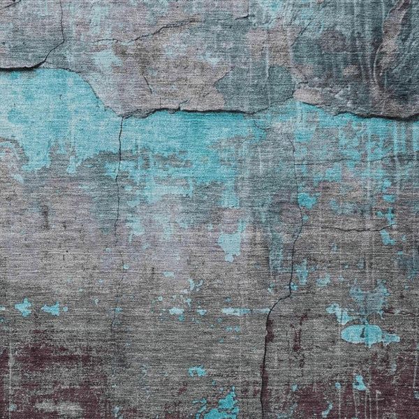 HomeRoots 9' Abstract Washable Indoor/Outdoor Area Rug in Teal, Blue, Gray & Taupe - Durable, Stylish & Easy Care! 620789