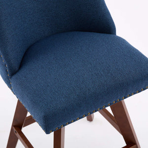 English Elm Counter Curved Back Swivel Barstool Set of 2 with Thick Foam & Steel Spring Cushion, 360° Rotation, 300lb Capacity Blue W1143P237897