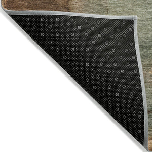 HomeRoots 5' Coral Brown and Mint Green Abstract Washable Area Rug - Stylish, Durable for Indoor/Outdoor Use 620798