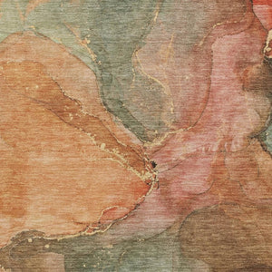 HomeRoots 8' X 10' Stylish Coral Brown & Mint Green Abstract Rug - Washable for Indoor & Outdoor Use! 620800