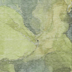 HomeRoots 5' X 8' Modern Abstract Green and Gray Washable Area Rug for Indoor/Outdoor Use, Easy Care! 620804