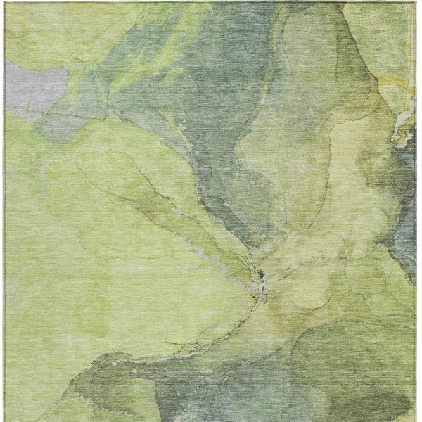 HomeRoots 9' X 12' Washable Green and Gray Abstract Area Rug – Stylish, Durable, Indoor/Outdoor Versatility! 620807