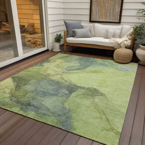 HomeRoots 9' X 12' Washable Green and Gray Abstract Area Rug – Stylish, Durable, Indoor/Outdoor Versatility! 620807