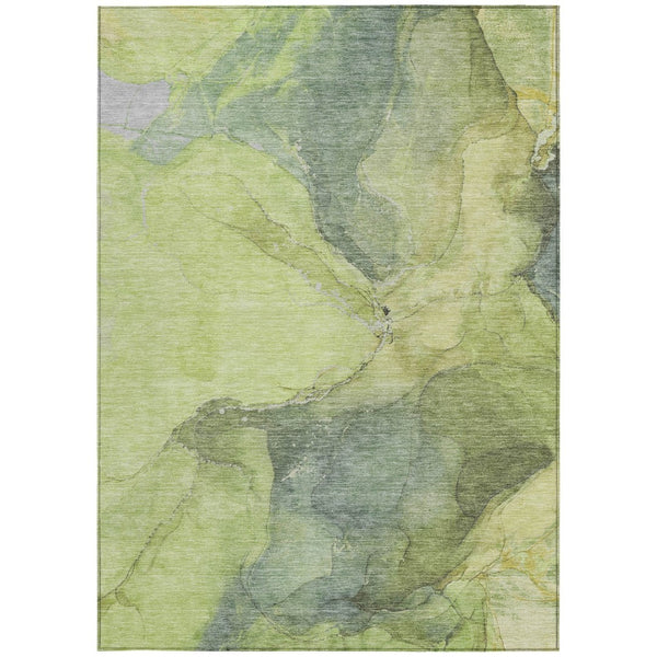 HomeRoots 9' X 12' Washable Green and Gray Abstract Area Rug – Stylish, Durable, Indoor/Outdoor Versatility! 620807