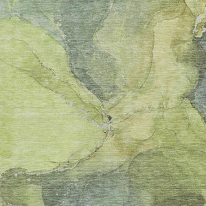 HomeRoots 10' X 14' Stylish Green and Gray Abstract Washable Area Rug for Indoor & Outdoor High-Traffic Spaces 620808