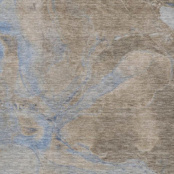 HomeRoots 9' X 12' Stylish Taupe Beige & Blue Abstract Washable Area Rug for Indoor/Outdoor Versatility 620813
