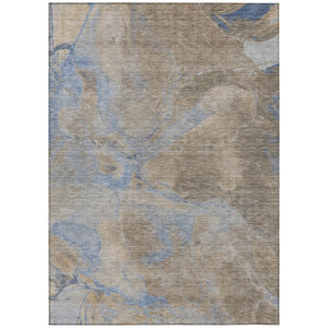 HomeRoots 10' Abstract Taupe Beige & Blue Washable Area Rug - Durable Indoor/Outdoor Design for Modern Spaces 620814