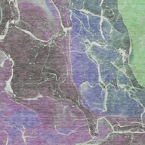 HomeRoots 5' X 8' Abstract Area Rug in Purple, Gray & Mint Green - Washable, Durable for Indoor & Outdoor Use 620834