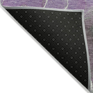HomeRoots 8' Round Abstract Area Rug in Purple, Gray & Mint Green - Stylish, Washable for Indoor & Outdoor Use! 620835