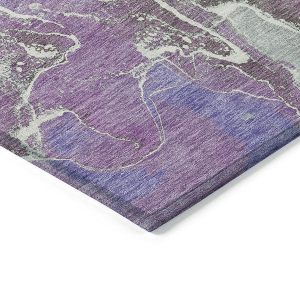 HomeRoots 8' Round Abstract Area Rug in Purple, Gray & Mint Green - Stylish, Washable for Indoor & Outdoor Use! 620835