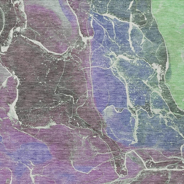 HomeRoots 9' X 12' Abstract Washable Area Rug in Purple, Gray & Mint Green - Perfect for Indoor & Outdoor Use! 620837