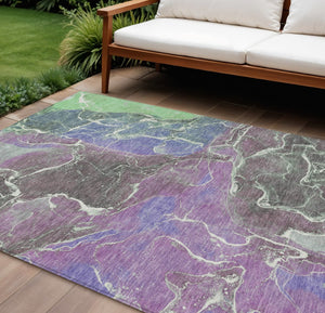 HomeRoots 10' Modern Abstract Area Rug in Purple, Gray & Mint Green – Washable, Durable & Versatile Design! 620838