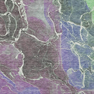 HomeRoots 10' Modern Abstract Area Rug in Purple, Gray & Mint Green – Washable, Durable & Versatile Design! 620838