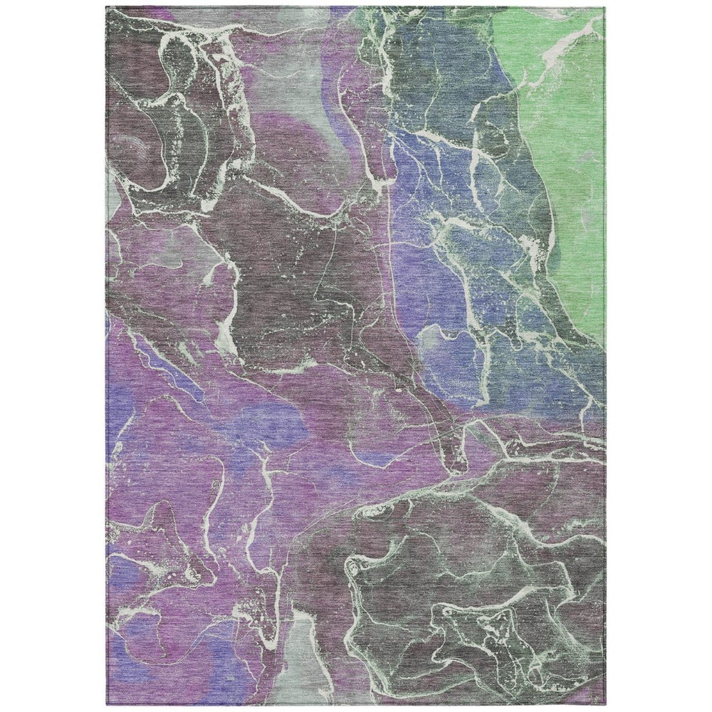 HomeRoots 10' Modern Abstract Area Rug in Purple, Gray & Mint Green – Washable, Durable & Versatile Design! 620838