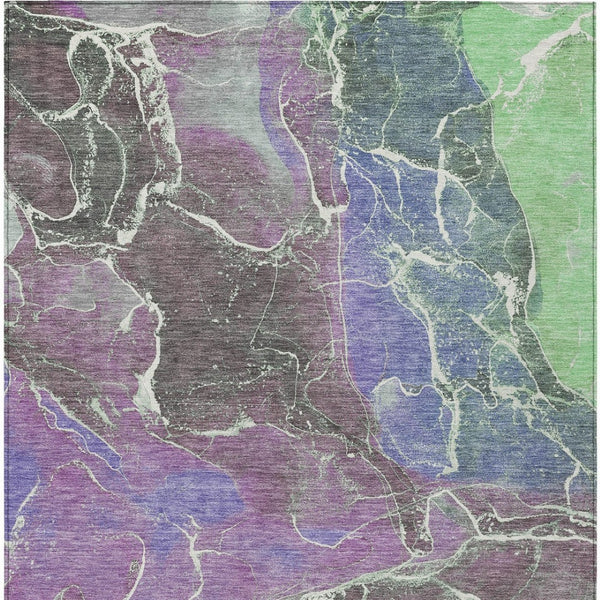 HomeRoots 10' Modern Abstract Area Rug in Purple, Gray & Mint Green – Washable, Durable & Versatile Design! 620838