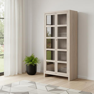 HomeRoots 91" Ivory Distressed Solid Wood Accent Cabinet - Stylish Storage Solution for Dining & Living Spaces 620845