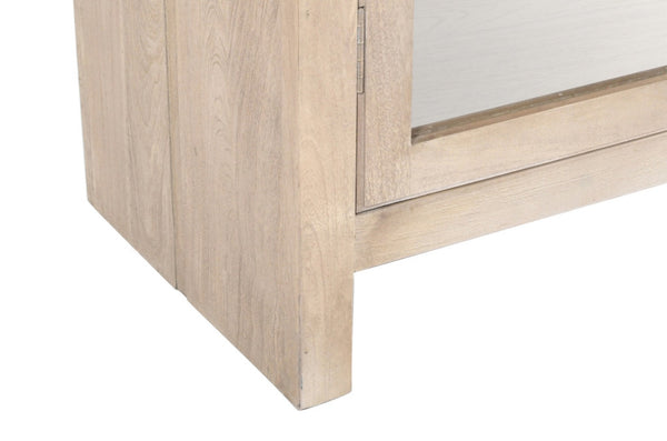 HomeRoots 91" Ivory Distressed Solid Wood Accent Cabinet - Stylish Storage Solution for Dining & Living Spaces 620845