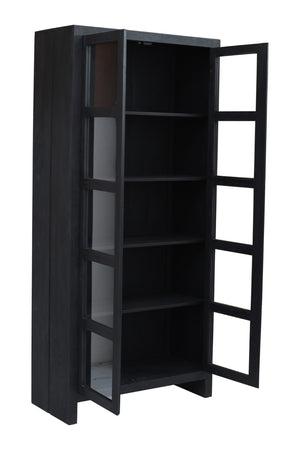 HomeRoots 91" Graphite Distressed Solid Wood Accent Cabinet - Elegant Storage Solution for Modern Spaces 620846