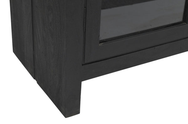 HomeRoots 91" Graphite Distressed Solid Wood Accent Cabinet - Elegant Storage Solution for Modern Spaces 620846