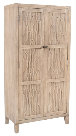 HomeRoots 72" Ivory Distressed Solid Wood Accent Cabinet - Stylish Storage for Dining & Living Spaces 620847