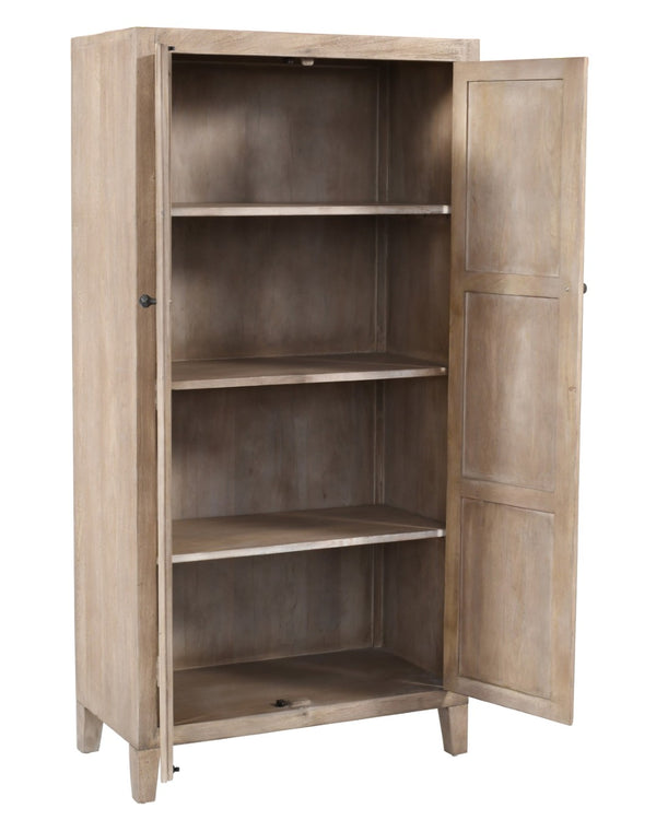 HomeRoots 72" Ivory Distressed Solid Wood Accent Cabinet - Stylish Storage for Dining & Living Spaces 620847