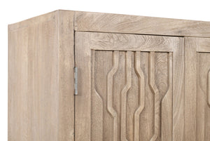 HomeRoots 72" Ivory Distressed Solid Wood Accent Cabinet - Stylish Storage for Dining & Living Spaces 620847