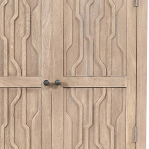 HomeRoots 72" Ivory Distressed Solid Wood Accent Cabinet - Stylish Storage for Dining & Living Spaces 620847