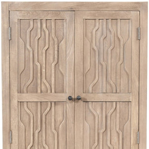 HomeRoots 72" Ivory Distressed Solid Wood Accent Cabinet - Stylish Storage for Dining & Living Spaces 620847