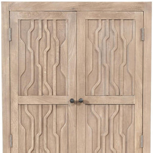 HomeRoots 72" Ivory Distressed Solid Wood Accent Cabinet - Stylish Storage for Dining & Living Spaces 620847