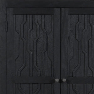 HomeRoots 36" Graphite Distressed Solid Wood Accent Cabinet with Two Doors for Stylish Storage Solutions 620848